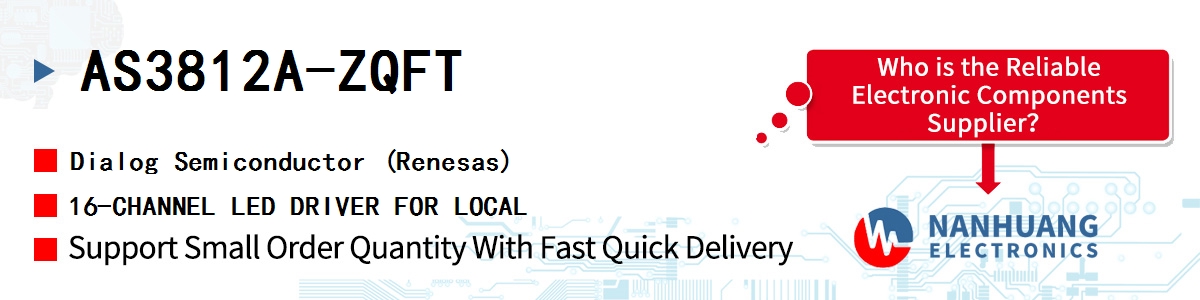 AS3812A-ZQFT Dialog 16-CHANNEL LED DRIVER FOR LOCAL
