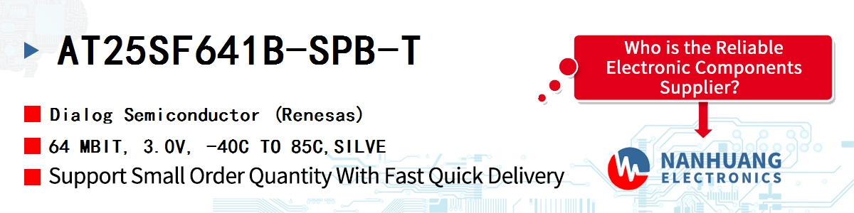 AT25SF641B-SPB-T Dialog 64 MBIT, 3.0V, -40C TO 85C,SILVE