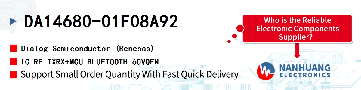 DA14680-01F08A92 Dialog IC RF TXRX+MCU BLUETOOTH 60VQFN