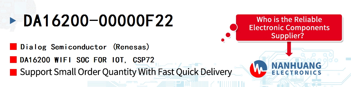 DA16200-00000F22 Dialog DA16200 WIFI SOC FOR IOT, CSP72