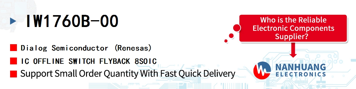 IW1760B-00 Dialog IC OFFLINE SWITCH FLYBACK 8SOIC