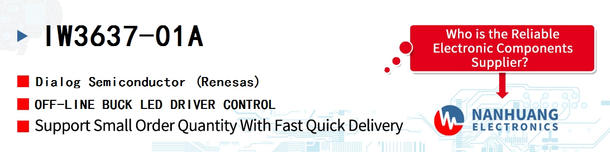 IW3637-01A Dialog OFF-LINE BUCK LED DRIVER CONTROL