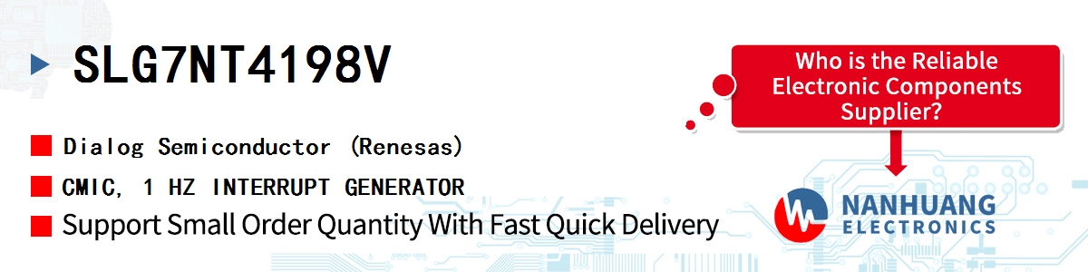 SLG7NT4198V Dialog CMIC, 1 HZ INTERRUPT GENERATOR